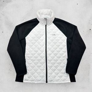 Lauren Ralph Lauren Active Jacket Womens M Petite Black White Full Zip Fleece